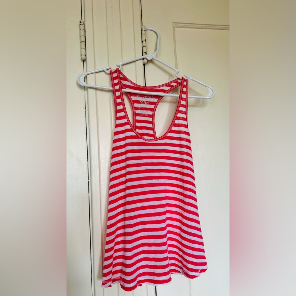 Aeropostale racerback tank top, red/white stripes.